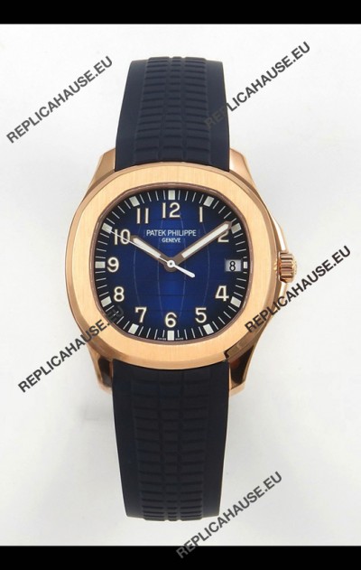 Patek Philippe Super Clone Aquanaut 5167 SC330 Movement 904L Rose Gold Blue Dial Watch 
