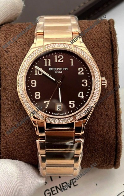 Patek Philippe Twenty-4 Green Dial Rose Gold Casing 1:1 Mirror Replica Watch 36MM
