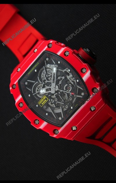Richard Mille RM35-02 One Piece Red Forged Carbon Case Watch in Red Strap