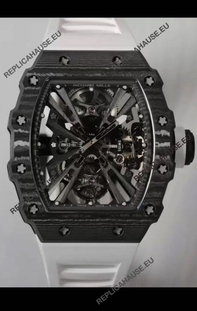 Richard Mille RM12-01 Carbon Fiber Case Genuine Tourbillon Movement 1:1 Mirror Replica Watch
