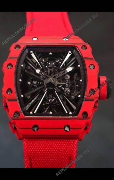 Richard Mille RM12-01 Carbon Fiber Case Genuine Tourbillon Movement 1:1 Mirror Replica Watch