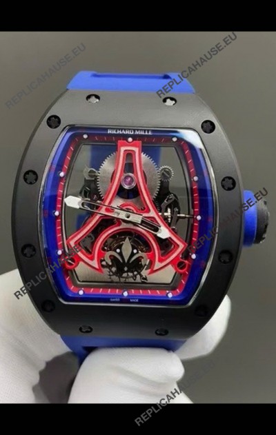 Richard Mille RM52-03 Paris Saint-Germain Tourbillon Black Ceramic Swiss Replica Watch 