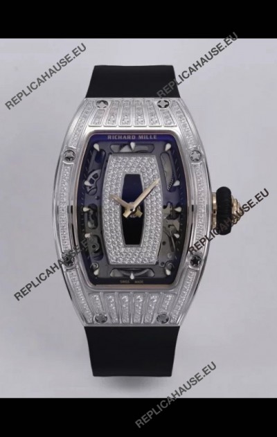 Richard Mille Super Clone RM07-01 Diamonds Paved 904L Steel Casing Automatic Replica Watch