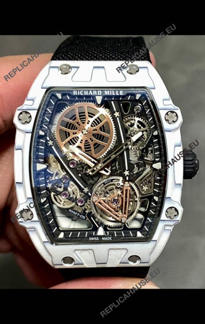 Richard Mille Super Clone 27-05 White Carbon Casing Swiss Replica Watch 