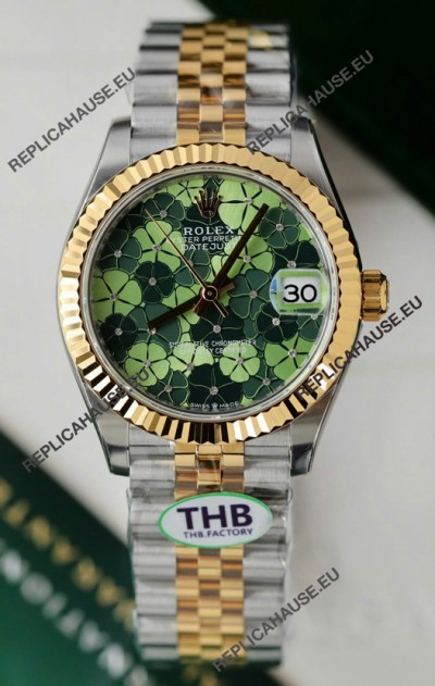 Rolex Datejust Cal.3235 Movement Super Clone 2 Tone Yelow Gold 31MM Motif Dial Watch 