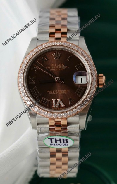 Rolex Datejust Cal.3235 Movement Super Clone Rose Gold 2 Tone 31MM Brown Dial Watch 