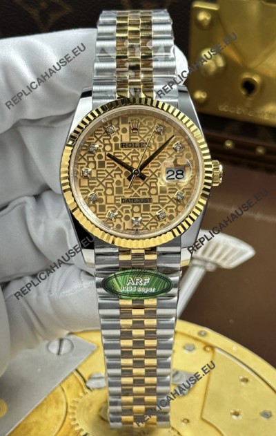 Rolex Datejust Super Clone Cal.3235 Brown Computer Dial 2 Tone Yellow Gold Casing Watch 36MM