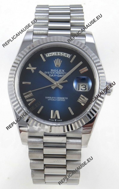 Rolex Day Date Super Clone Blue Roman Dial 40MM 220 Grams Swiss Replica watch 