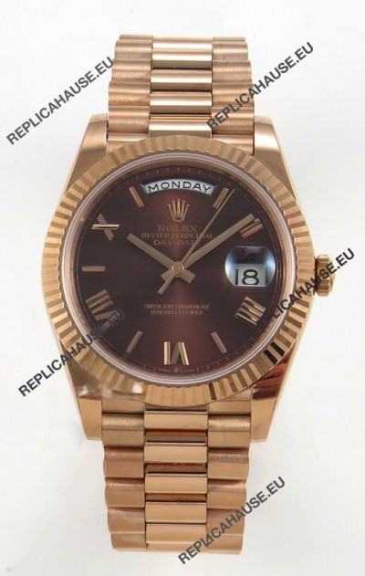 Rolex Day Date Super Clone Brown Dial 40MM 220 Grams Swiss Replica watch 