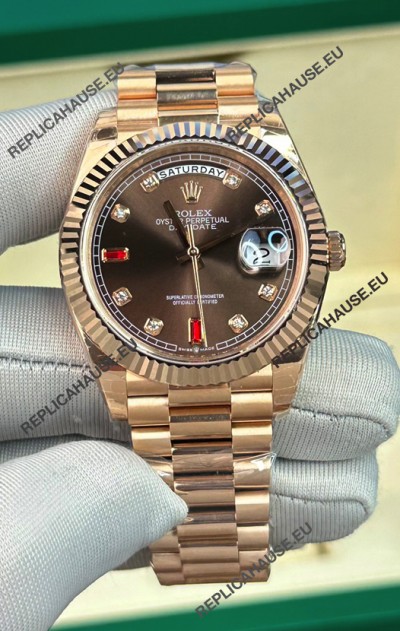 Rolex Day Date Presidential 18K Rose Gold Watch 40MM - Brown Dial 1:1 Mirror Quality