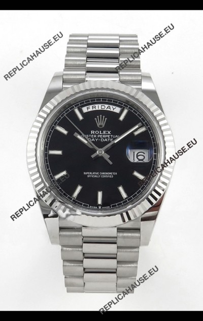 Rolex Day Date Super Clone Black Dial 40MM 210 Grams Swiss Replica watch 