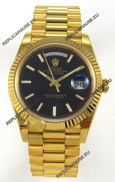 Rolex Day Date Super Clone Black Honey-Comb Dial 40MM 220 Grams Swiss Replica watch 