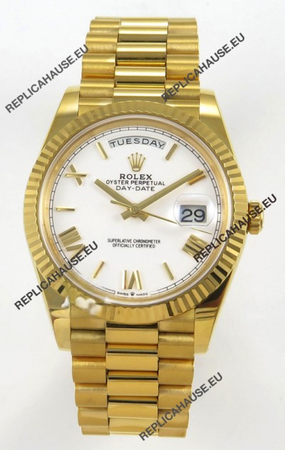 Rolex Day Date Super Clone White Dial 40MM 220 Grams Swiss Replica watch 