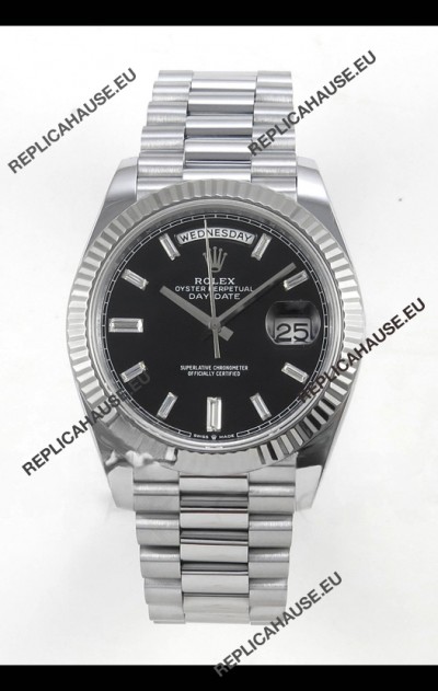 Rolex Day Date Super Clone Black Dial 40MM 188 Grams Swiss Replica watch 