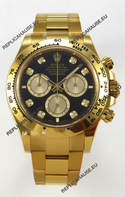 Rolex Daytona Super Clone 116508 Yellow Gold - Black Dial Original Cal.4131 Movement