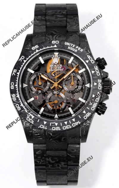 Rolex Daytona Blaken Black Carbon 1:1 Swiss Mirror Replica Skeleton Dial Cal.4130 Movement