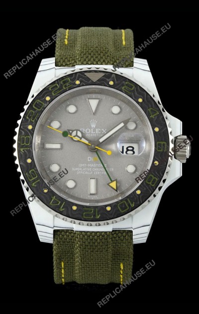 Rolex GMT Masters DiW White Carbon Casing Swiss Replica Watch Verdant Gray Dial 