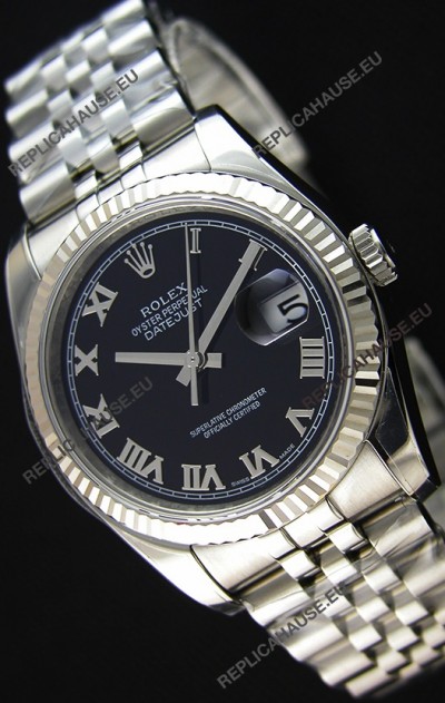 Rolex Datejust 36MM Cal.3135 Movement Swiss Replica Black Dial Jubilee Strap - Ultimate 904L Steel Watch 