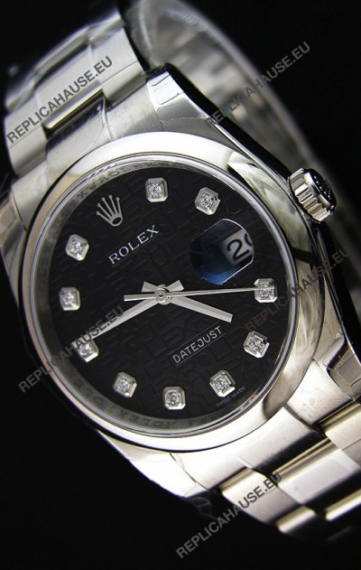 Rolex Datejust 36MM Cal.3135 Movement Swiss Replica Watch in Black Printed Dial