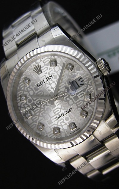 Rolex Datejust 36MM Cal.3135 Movement Swiss Replica Watch in Steel White Steel Dial