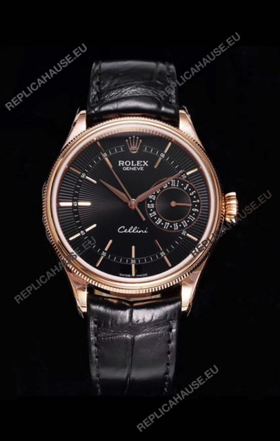 Rolex Cellini Date Ref#50515 Replica 1:1 Mirror Rose Gold 904L Steel Watch Brown Dial