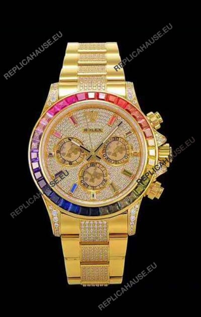 Rolex Daytona ICED OUT Yellow Gold Watch Original Cal.4130 Movement - 1:1 Mirror 904L Steel Watch 