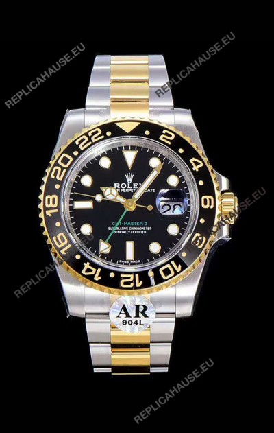 Rolex GMT Masters II 116713 Yellow Gold Swiss Replica 1:1 Mirror Watch 904L Steel 