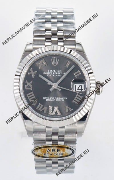 Rolex Super Clone Datejust ETA 2688 Movement 31MM Stainless Steel Case Grey Dial Watch