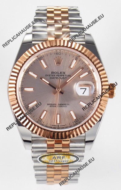 Rolex Super Clone Datejust ETA 3235 Movement 41MM Two Tone Rose Gold Plating and Dial Watch