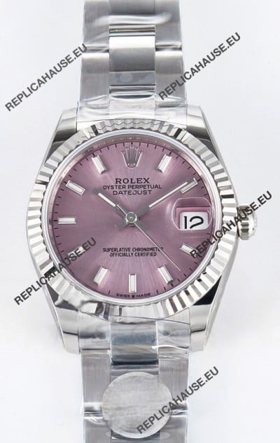 Rolex Super Clone Datejust ETA 2688 Movement 31MM Stainless Steel Pink Dial Watch 