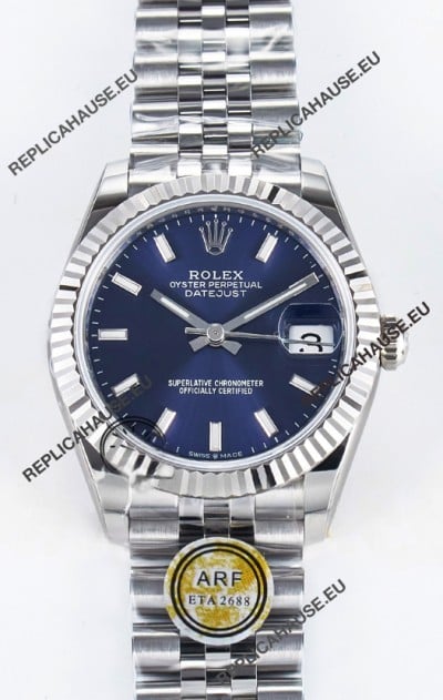 Rolex Super Clone Datejust ETA 2688 Movement 31MM Stainless Steel Blue Dial Watch 