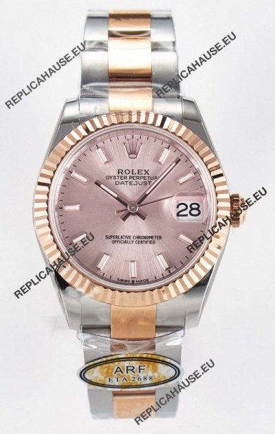 Rolex Super Clone Datejust ETA 2688 Movement 31MM Two Tone Rose Gold Swiss Champange Dial