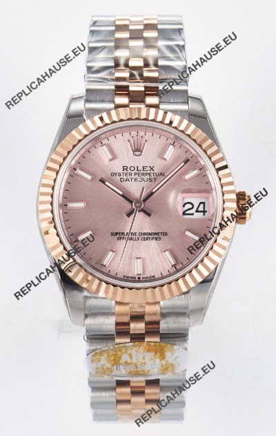 Rolex Super Clone Datejust ETA 2688 Movement 31MM Two Tone Rose Gold Swiss Champange Dial