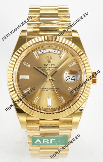 Rolex Day Date Super Clone 18K Yellow Gold Watch 40MM - Gold Dial 1:1 Mirror Quality