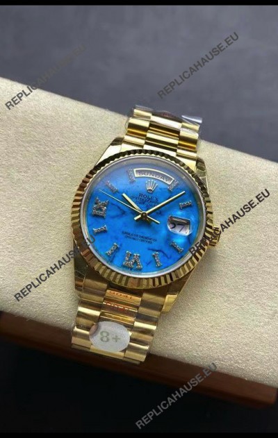 Rolex Day Date Turquoise Set 18K Yellow Gold Watch 36MM - 1:1 Mirror Replica Watch 