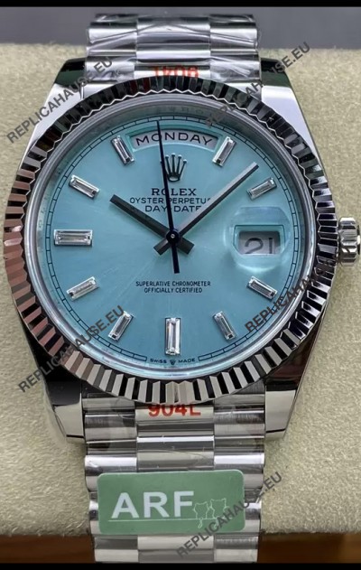 Rolex Day Date 904L Stainless Steel Tiffany Blue Stick Dial Watch 40MM - 1:1 Mirror Quality