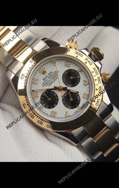 Rolex Daytona Japanese Movement Two Tone Gold Casing Watch in White Dial 