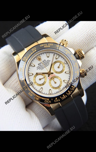 Rolex Daytona Japanese Movement Gold Casing Replica Watch in White Dial 
