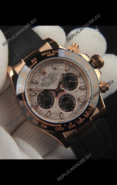 Rolex Daytona Japanese Movement Gold Casing Replica Watch in Meteorite Pattern Dial 