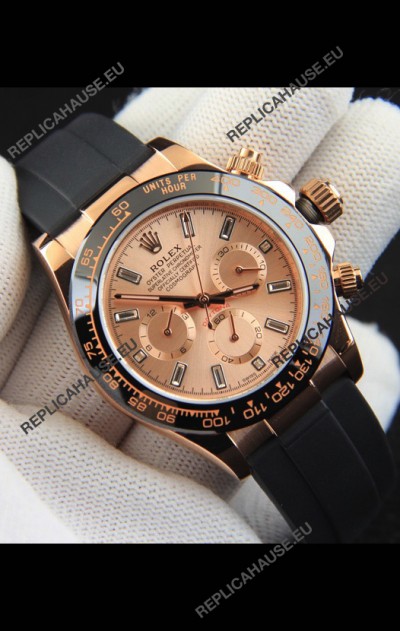Rolex Daytona Japanese Movement Gold Casing Replica Watch in Champange Dial 
