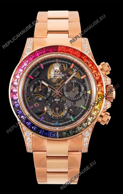 Rolex Daytona Blaken Gold 1:1 Swiss Mirror Replica Skeleton Dial Cal.4130 Movement
