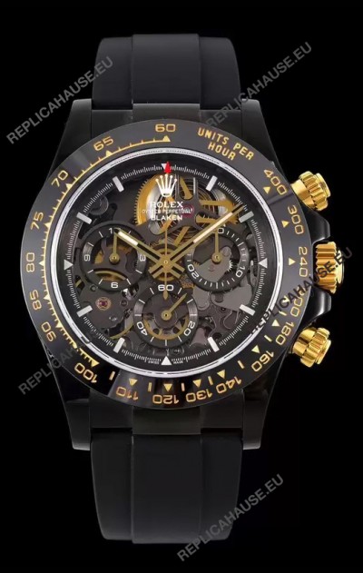 Rolex Daytona Blaken Black 1:1 Swiss Mirror Replica Skeleton Dial Cal.4130 Movement