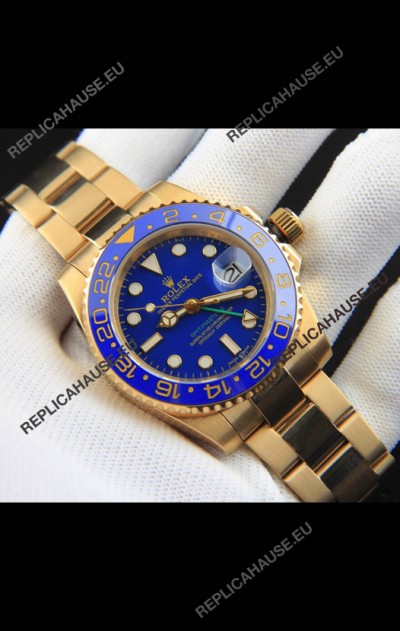 Rolex GMT Masters II Rose Gold Plating Japanese Replica Watch Blue Dial