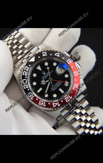 Rolex GMT Masters II Japanese Movement Replica Watch Steel Case Black Dial