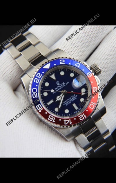 Rolex GMT Masters II Japanese Movement Replica Watch Steel Case Black Dial