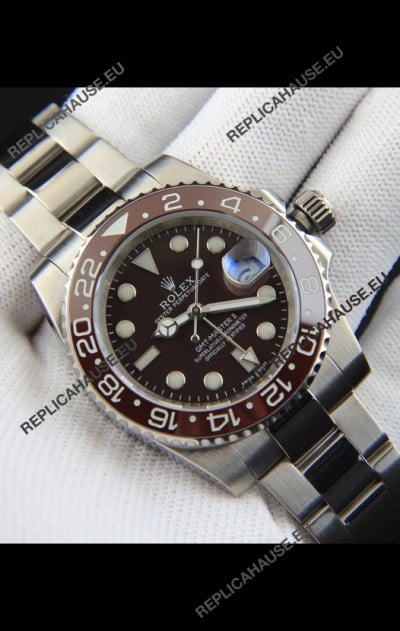 Rolex GMT Masters II Japanese Movement Replica Watch Steel Case Black Dial