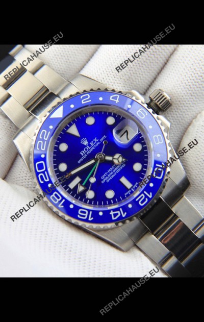Rolex GMT Masters II Japanese Movement Replica Watch Steel Case Blue Dial