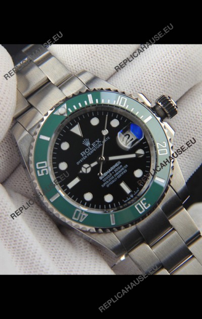 Rolex Submariner Japanese Replica Watch 904L Steel Black Dial Green Ceramic Bezel 