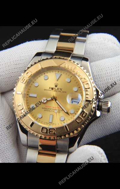 Rolex Yachtmaster Japanese Movement Watch in Two Tone Gold Casing - Gold dial 37MM