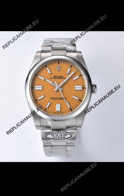 Rolex Oyster Perpetual REF#124300 41MM Cal.3230 Movement Swiss Replica Dark Yellow Dial 904L Steel 1:1 Mirror Replica Watch